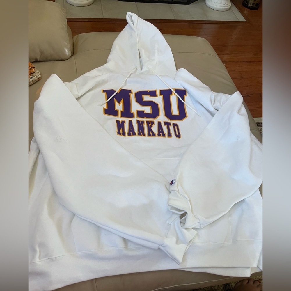 Champion Minnesota State University Mankato Hoodie Sweatshirt, White, XXL